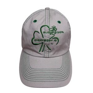 VTG Budweiser St. Patrick's Day Shamrock Baseball Cap Hat Strapback Khaki Men OS